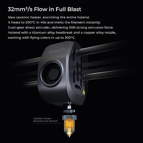 Creality K1 3D 600mm/s Printing Speed 300℃ High-Temp 32mm³/s Flow Hotend Auto Level Dual-Gear Direct Extruder, 220 * 220 * 250mm