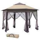Outsunny 13' x 13' Pop Up Gazebo, Hexagonal Canopy Shelter with 6 Zippered Mesh Netting, Event Tent with Strong Steel Frame for Patio Backyard Garden Wedding Party