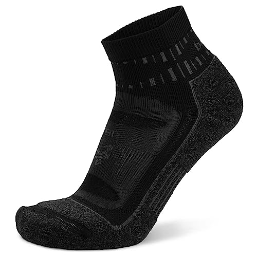 Balega Unisex Adults Running Socks Blister Resist Quarter, Black, Large US