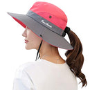 Muryobao Women's Sun Hat Outdoor UV Protection Foldable Mesh Bucket Hat Wide Brim Summer Beach Fishing Cap Watermelon Red, Fit Head Circumference Size: 21"-23"