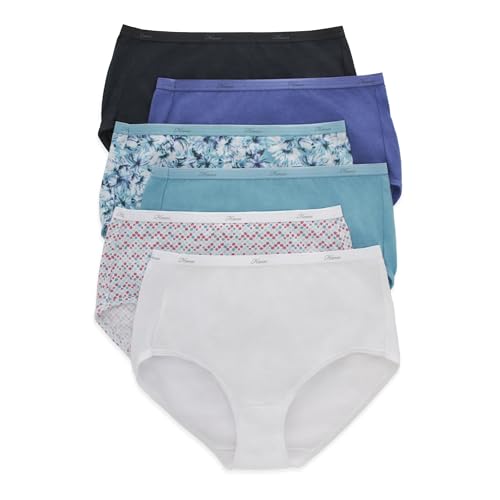 Hanes Women's 6 Pack Cotton Brief, Assorted Pastels, 9