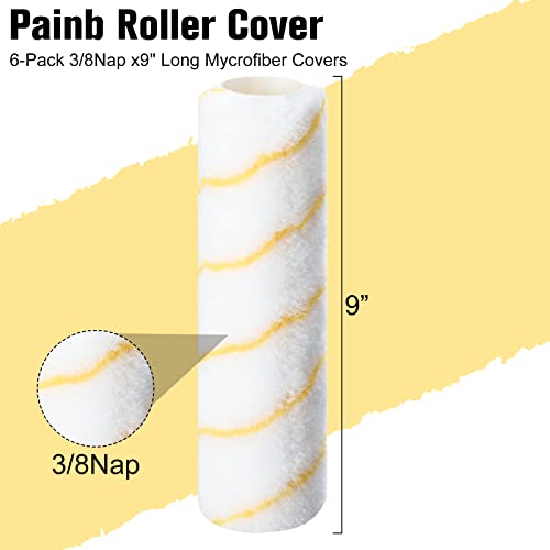 100 Piece Paint Roller Covers 9 x 1/2 Inch Microfiber Covers Paint Brush Cover Naps for Paint Roller Brush Roller Naps House Painting Supplies