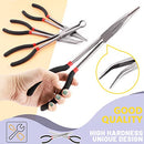 Swpeet 5Pcs Precision 11inch Long Needle Nose Pliers Assortment Kit, Long Reach Pliers Set Wire Plier Repair Tool - Straight, 25, 45, 90-Degree Angle, Long Reach Circle Pliers Perfect for Auto Body