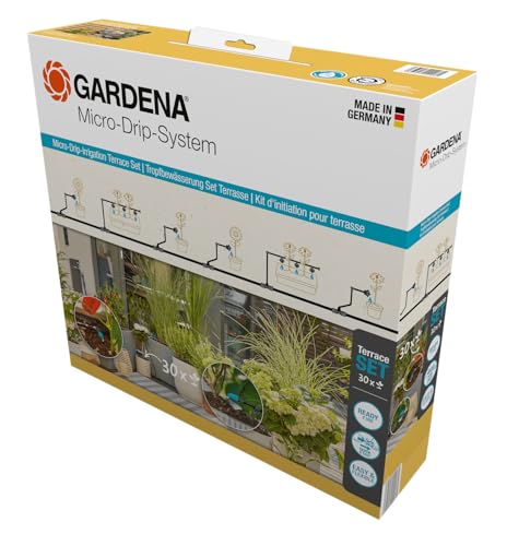 Gardena Micro-Drip-System Drip Irrigation Set Terrace (30 plants): Starter set, ready to use, water-saving irrigation system, simple & flexible connection technology (13400-20)