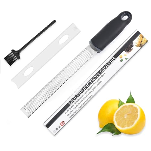 Proxima Direct Lemon Zester Cheese Grater, 304 Stainless Steel Citrus Zester Kitchen Grater with Protective Cover And Cleaning Brush for Parmesan, Chocolate, Fruits, Vegetables, Ginger, Garlic, Nutmeg