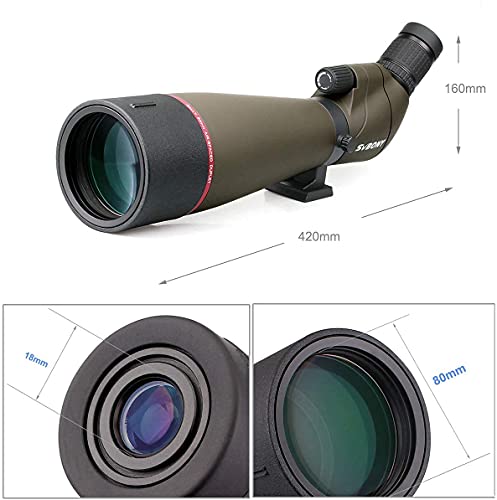 SVBONY SV13 Spotting Scope, 20-60x80mm Bird Watching, Target Shooting Hunting IPX7 Waterproof Bak4 FMC Telescope with Phone Adapter(Without Tripod)