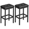 VASAGLE Bar Stools, Set of 2 PU Upholstered Breakfast Stool, 15.7 x 11.8 x 24.4 Inches, Backless, Simple Assembly, Industrial, Dining Room Kitchen Counter Bar, Black Seat and Black Frame ULBC068B81