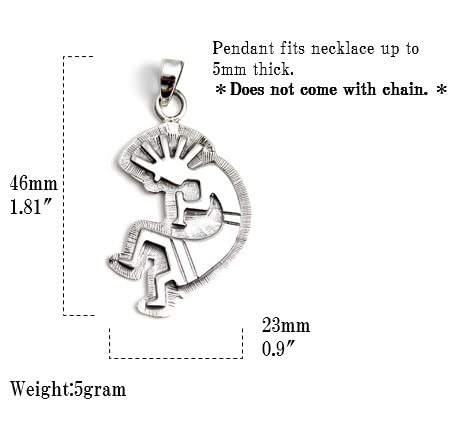 COSUMOSU Kokopelli 925 Sterling Silver Native American Indian Pendant Charm (Round Oval Small Large), Sterling Silver, No Gemstone