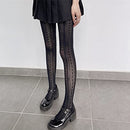 Women's Fishnet Knitted Tights Patterned Stockings Transparent Pantyhose Sexy High-Waist Lace Leggings