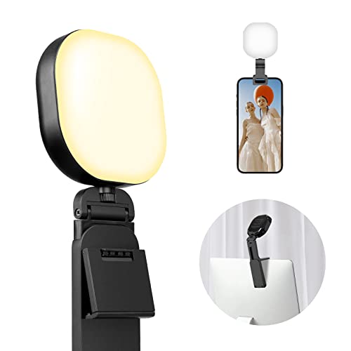 Sensyne Selfie Light, 60 LED Video Conference Lighting, Adjusted 3 Light Modes, Rechargeble Clip-on Fill Light Compatible with Cell Phone,iPad,Laptop for Live Streaming, Selfie, Vlog, Zoom Calls