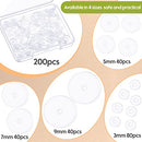 200 Pcs Clear Piercing Disc for Piercing Bump 3/5/ 7/9 mm Clear Silicone Earrings Backs Plastic Disc Pads Stabilizer, Earring Backs Stopper Earlobe Support Patches, 4 Sizes