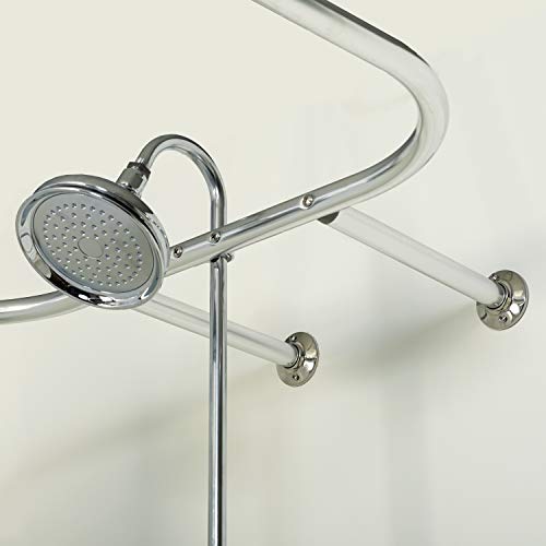 Zenna Home E60H1ALSS Chrome NeverRust 28 by 60-Inch Hoop Shower Rod for Freestanding and Clawfoot Tubs
