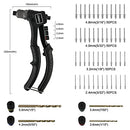 Anesty Rivet Gun Pop Riveter Set, Heavy Duty Hand Riveter Rivet Gun Kit with 200 Aluminum Blind Pop Rivets 2.4mm 3.2mm 4mm 4.8mm, Riveting Gun Tool with 4 HSS Drill Bits and Replaceable Nozzles