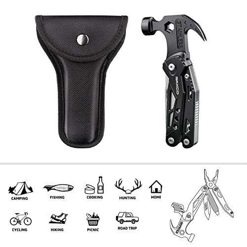 RAXCO Multitool Hammer Claw Hammer Multi-Tool with Screwdrivers, Multitool Pocket Pincers,Gifts for Men(Black)