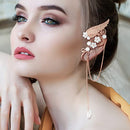 Hicarer Rhinestone Fairy Elf Leaf Wedding Headband Elf Ear Cuffs for Brides Elf Crown Fairy Accessory Women Cosplay Party (Rose Gold, Angel Wings)