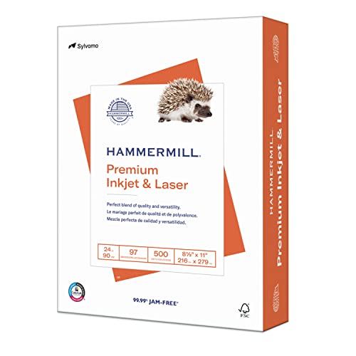 Hammermill Paper, Premium Ink & Laser Poly Wrap, 24lb, 8.5x11, Letter, 97 Bright 500 Sheets / 1 Ream (166140R), Made in The USA