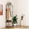ZERDER Coat Rack Freestanding, Corner Hall Tree Clothes Rack, Coat Hanger Stand with Movable Hooks for Clothes, Hat, Bag, Rustic Brown ZER-009Br