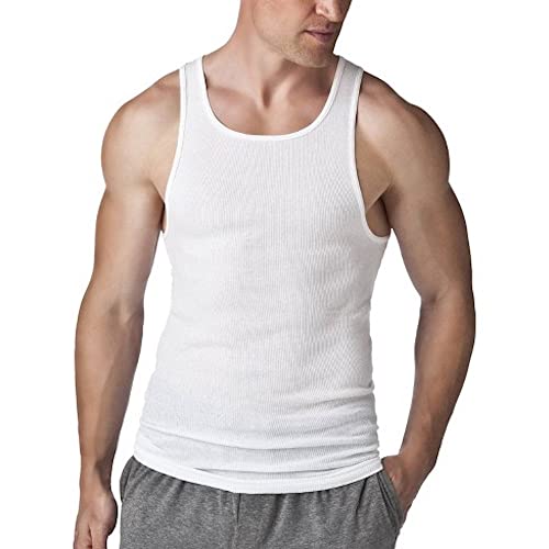 Hanes Men’s Tagless Ribbed Undershirt Tall, Various Pack Size Options, White - 3 Pack, 3X-Large Tall