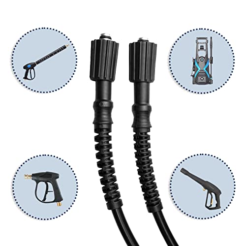 DERASL High Pressure Washer Hose, 25FT, 3300PSI, M22-14mm Female Thread on Both Sides, Torsion Resistant, Replaces Most Brands of Power Washer Hose
