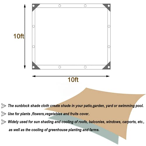 UCINNOVATE Sunblock Shade Cloth 70% Shade Net Greenhouse Covers 10ft x 10ft Fabric Mesh Tarp Sunshade Sunscreen UV Resistant Netting with Grommets for Garden Patio Lawn Plant Parking Yard or Kennel