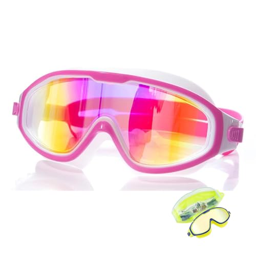 DUUKOA Swim Goggles Kids (Age 3-14) No Leak Swim Goggles Clear Vision Anti Glare Fog UV Soft Silicone Frame Adjustable Strap with Earplugs (Pink)