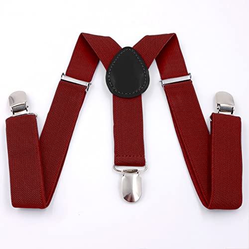 Wine Red Kids Braces Bowtie Set Toddler Children Elastic Adjustable Suspenders with Bow Ties for 12 Months - 9 Years Boys Girls