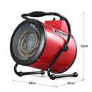 Maxkon 2in1 3000W Industrial Fan Heater Electric Portable Hot Air Blower Carpet Dryer for Warehouse Shed Workshop SAA,Red Design