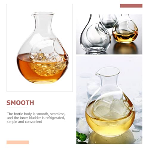 Decanter Whiskey Japanese Sake Glass Decanter Bottle with Ice Pocket Cold Sake Chilled Server Japanese Whiskey Decanter Liquor Dispenser Wine Carafes for Home Party Bar Glass Wine