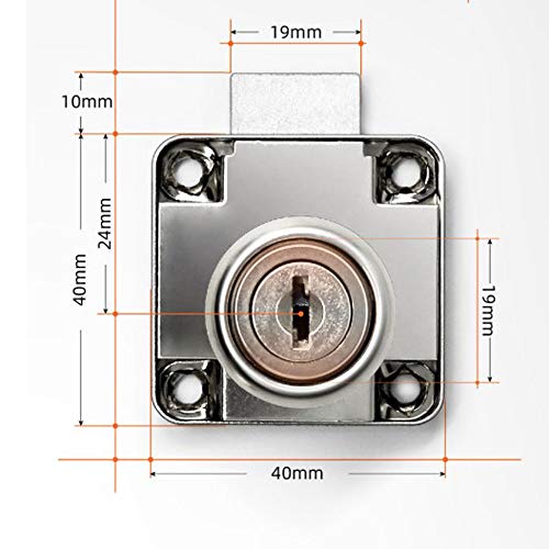 Set of 4 NUZAMAS Cupboard & Drawer Locks with 2 Keys, Furniture Lock Cylinder, Zinc Alloy Cam Lock for Door Cabinet Cupboard Drawer Mailbox (22mm) Large