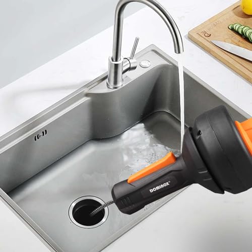 DOMINOX 12V Electric Drain Snake with 23FT Plumbing Snake, Drain Snake Clog Remover with 2.0Ah Battery and Charger, Drain Auger for Unclogging Toilet, Sewer, Bathroom, Sink Drain 3/4"-2" Pipes
