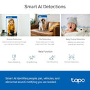 TP-Link Tapo Pan/Tilt AI Smart Home Security Wi-Fi Camera, Baby Monitor, 2K, 4MP, AI Detection & Notification, Night Vision, Two-Way Audio, Sound & Light Alarm, SD Card Slot, No hub Required (TC72)