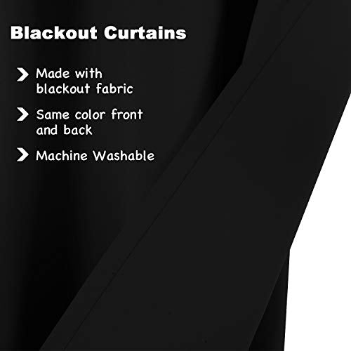 Smarcute Blackout Curtains Thermal Insulated Grommet Window Drapes Eyelet Curtains for Bedroom/Living Room Set of 2 Panels,Each W132cm x D213cm,Jet Black