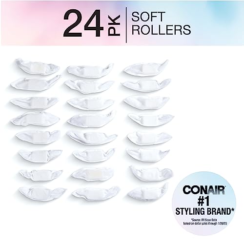 Conair Fabric Hair Curlers to Sleep In, Soft Hair Rollers for Natural Curls, White, 24 Pack