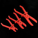 Swpeet 3Pcs Red Line Clamps Flexible Hose Clamps Pliers Kit, Hose Pinch Off Pliers Set Line Clamps for Brake Hoses, Fuel Hoses, Coolant Hoses, Most Flexible 15mm, 20mm and 25mm Hoses Clamps