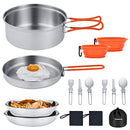 KingCamp 17/25pcs Stainless Steel Camping Cookware Mess Kit Camping Cooking Set Backpacking Gear Lightweight Pots and Pans Set with Folding Knife Fork for Camping Hiking Picnic