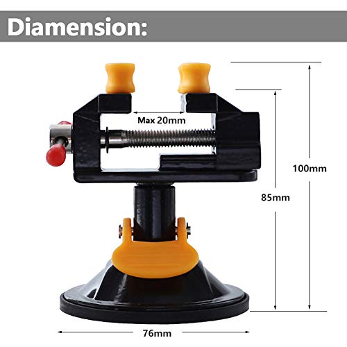 Yakamoz Universal Mini Suction Vise Clamp 360 Degrees Drill Press Vise Table Bench Vice with Suction Base for DIY Hobby Jewelry Watch Repairing Nuclear Sculpture Craft Carving Clip On Tool