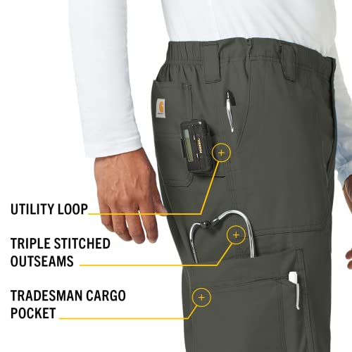 Carhartt Men's Ripstop Multi-Cargo Scrub Pant, Olive, Small