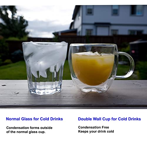 Youngever 2 Pack 250ML Glass Coffee Cups, Espresso Cups, Double Wall Thermo Insulated Coffee Cups, Glass Coffee Mugs