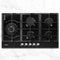 Devanti Gas Cooktop, 90cm 5 Burner Portable Stove Electric Cooktops Wok Burners Cooker Super Powerful Stoves Home Kitchen Appliances, Stainless Steel Tempered Glass Surface Knob Controls Black
