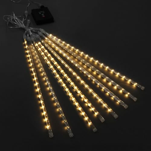 LED Solar Meteor Shower Rain Drop String Warm Lights Xmas Falling Star Tree Decor Night Outdoor Christmas Garden Waterproof