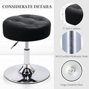 Furniliving PU Leather Swivel Makeup Chair, Adjustable Height Vanity Stool for Living Room, Bedroom, Modern Round Ottoman, Black