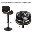 Giantex Set of 2 Bar Stools, PU Leather Adjustable Barstools, Swivel Bar Stool Chair, Dining Chairs Kitchen Counter Height Barstool with 360 Degree Swivel Seat, Curved Footrest and Large Iron Base