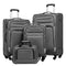 Coolife Luggage 4 Piece Set Suitcase TSA Lock Spinner Softshell lightweight, gray