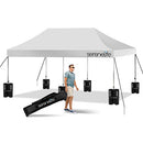 Pop Up Canopy Tent 10x20 - Commercial Instant Shelter Foldable/Collapsible Sun Shade Canopy Pop Up Tent w/Waterproof Tent Top, Portable Carry Bag & Sand Bag - SereneLife SLGZ20W (White)