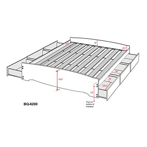 (Black) - Queen 6 Drawer Platform Storage Bed