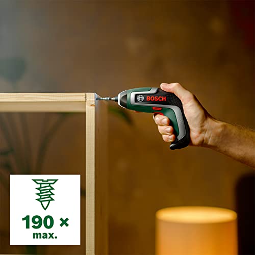 Bosch 3.6V Cordless Electric Screwdriver Gun with 10 Screwdriver Bits, Drill Bit Adapter & Case (IXO 7)