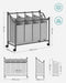 Songmics Laundry Basket with 4 Removable Laundry Bin on Wheels - Gray