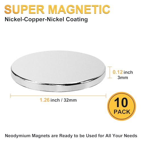 UCINNOVATE Neodymium Disc Magnets, 32x 3mm Rare Earth Magnets Powerful with Double-Sided Adhesive for Wall,Fridge DIY Magnet Whiteboard, Cute Locker Magnets 6 Pack