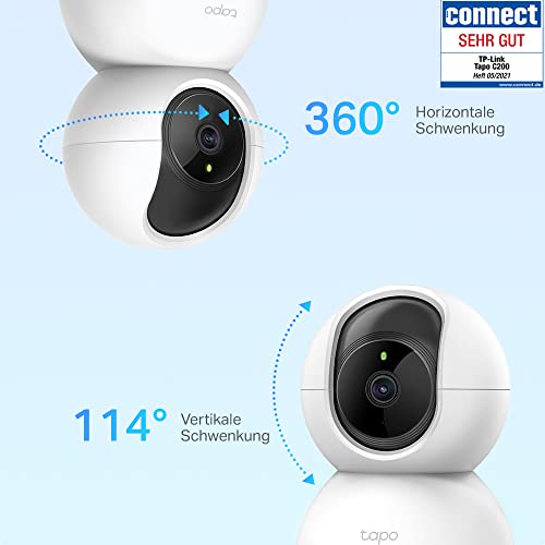 TP-Link Tapo Pan/Tilt Smart Home Security Wi-Fi Camera, 2-pack, Baby Monitor, 1080P, Motion Detection & Notification, Night Vision, SD Card Slot, Voice Control, No hub required (Tapo C200P2)