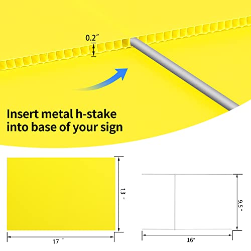 10 PACK 17x 13 Inches Yellow Blank Yard Signs - Waterproof Corrugated Plastic Signs, Blank Yard Signs with Stakes for Gardens, Parks, Warnings, Fairs, Commercials, Garage Sale Signs, Advertising